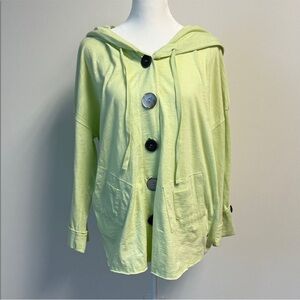 Neon Buddha Yellow/Green Hooded Button Shirt M